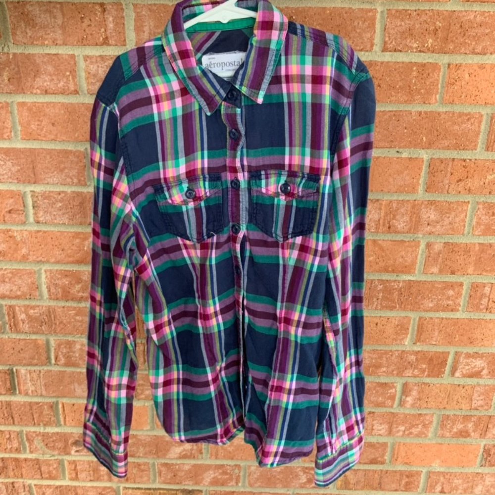 Aeropostale Purple Flannel Shirt Size Medium